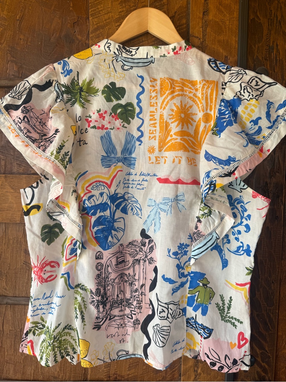 NEW Marc New York Colorful Tropical Print Button Front Blouse - Multicolor - Picture 3 of 5